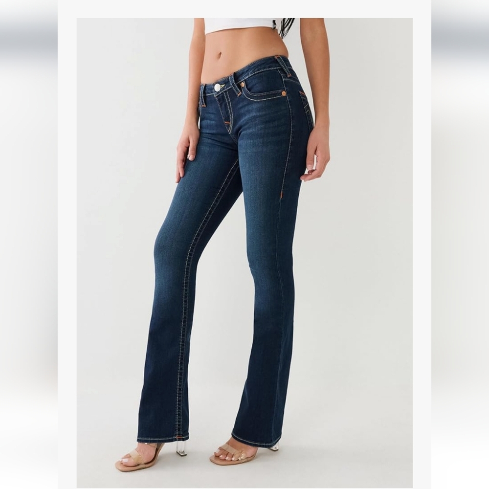 True Religion BECCA Dark Blue Mid Rise Boot Cut Women's Jeans Size 28